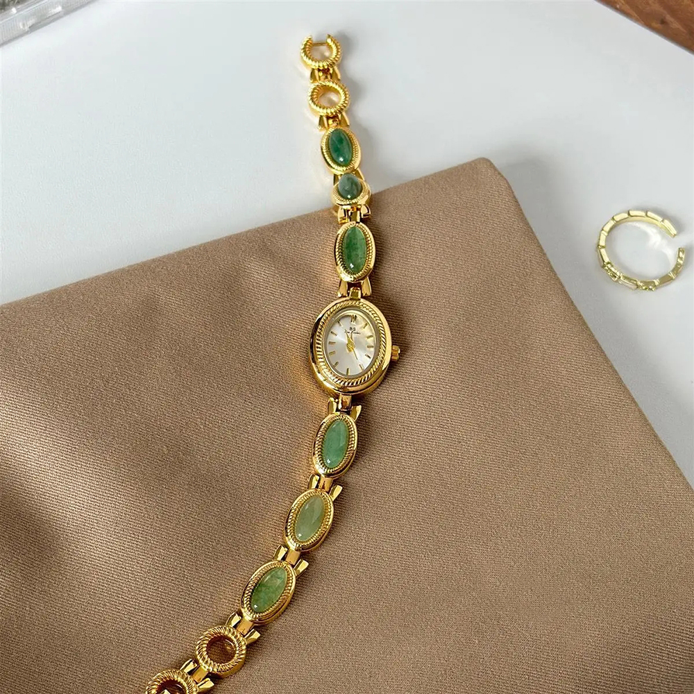 Luxury Watch Female - Women's Gold Watch Vintage Brown Jade
