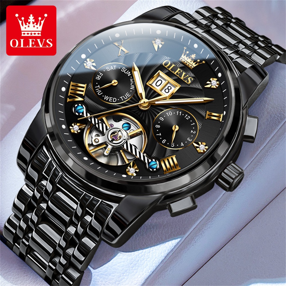 Open Heart Watch - OLEVS Classic Men's Watches Tourbillon Multi-function