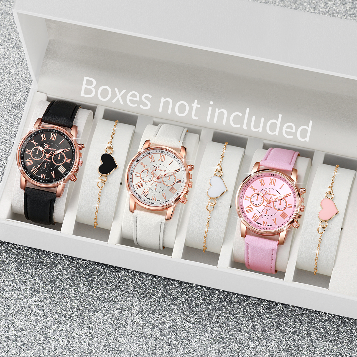Open Heart Watch - 6PCS Fashion Women Watches Heart Bracelets
