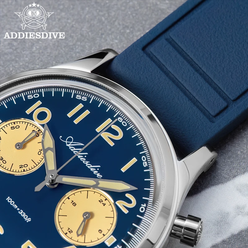 Luxury Watch With Rubber Strap - ADDIESDIVE Multifunctional Chronograph Quartz Watches VK64