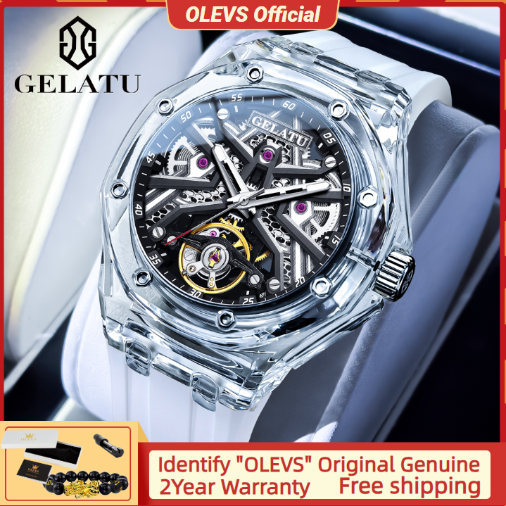 Luxury Watch With Rubber Strap - GELATU 8002 Automatic Mechanical Men's Watch