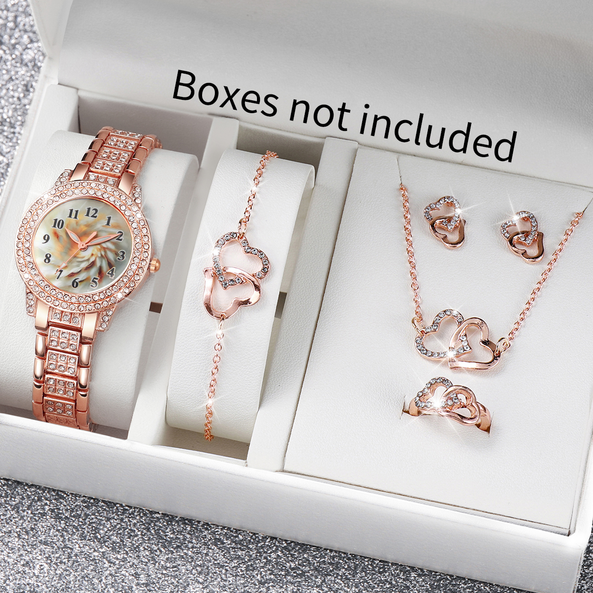 6PCS Luxury Rhinestone Women Q - Open Heart Watch review and price