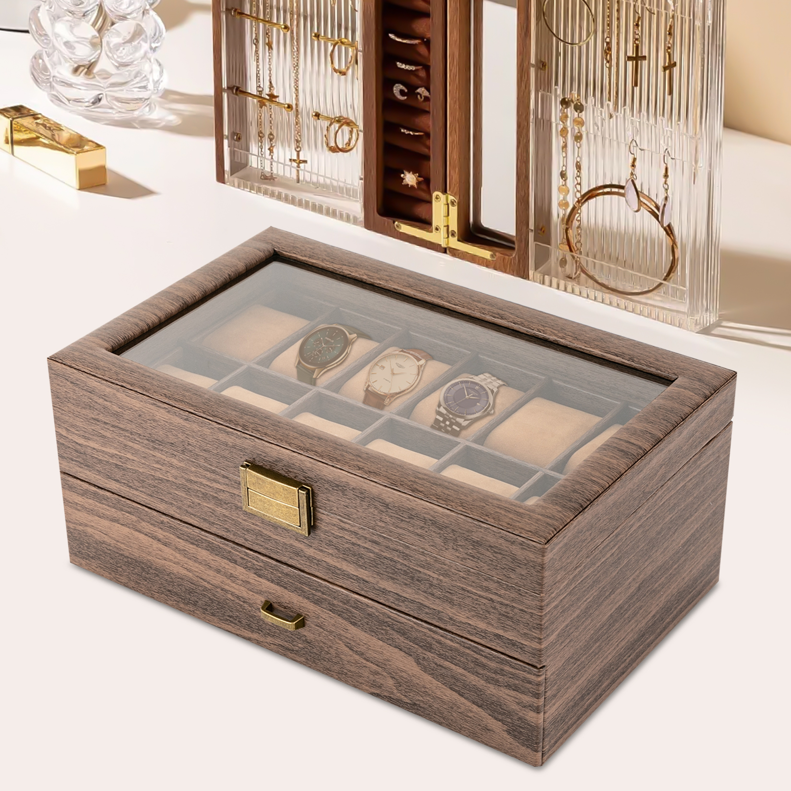 Luxury 2-Tier Wooden Watch Dis - Luxury Watch Tier review and price