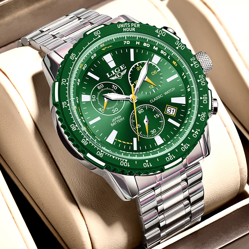 LIGE New Green Big Dial Watch  - Luxury Watch With Green Dial review and price