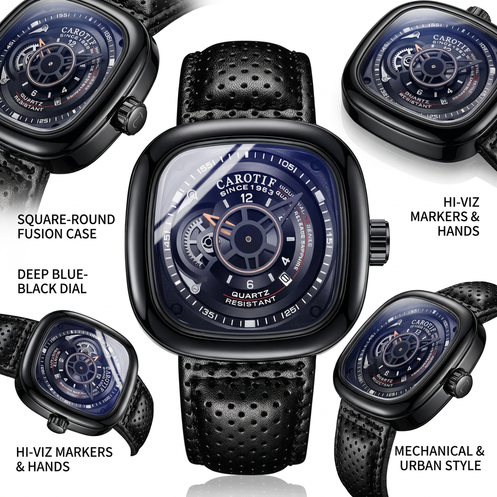 1pcs Men's blue dial alloy str - Open Heart Watch review and price