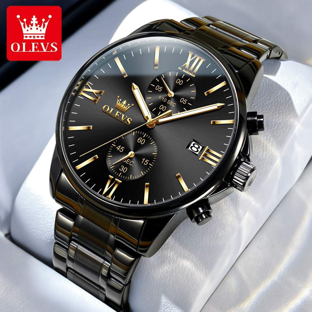 OLEVS 2886 Classic Black Quart - Luxury Watch Mockup review and price