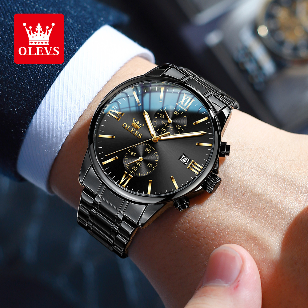 OLEVS 2886 Classic Black Quart - Luxury Watch Mockup review and price