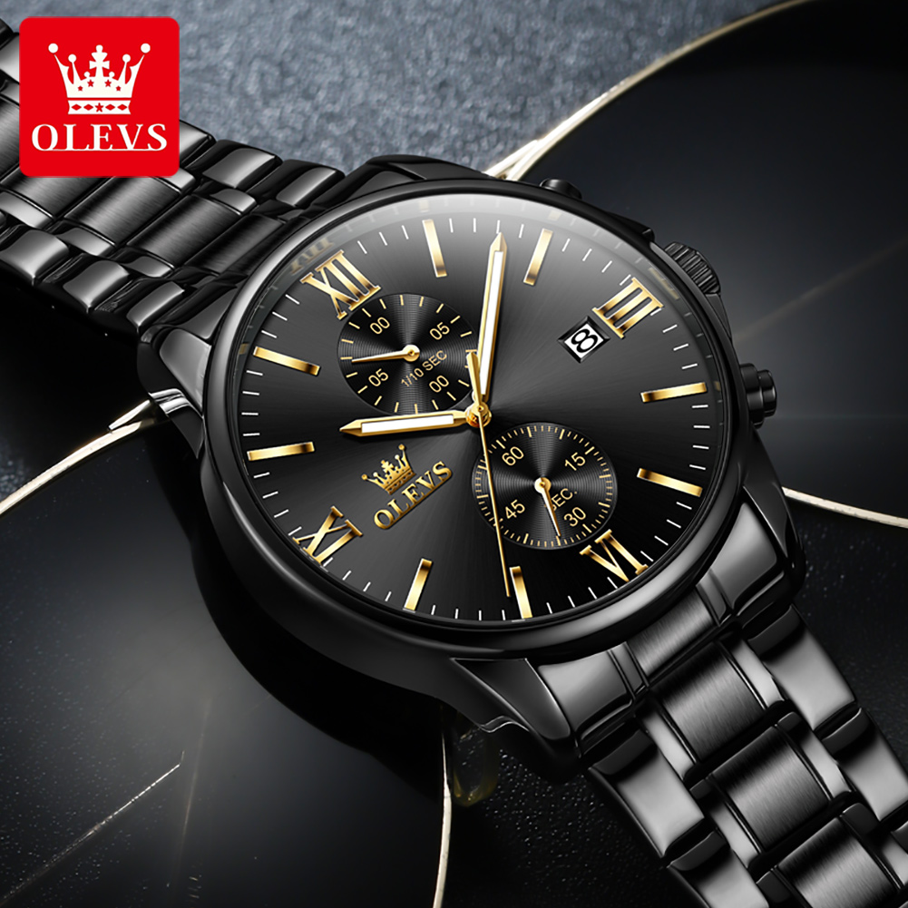 OLEVS 2886 Classic Black Quart - Luxury Watch Mockup review and price