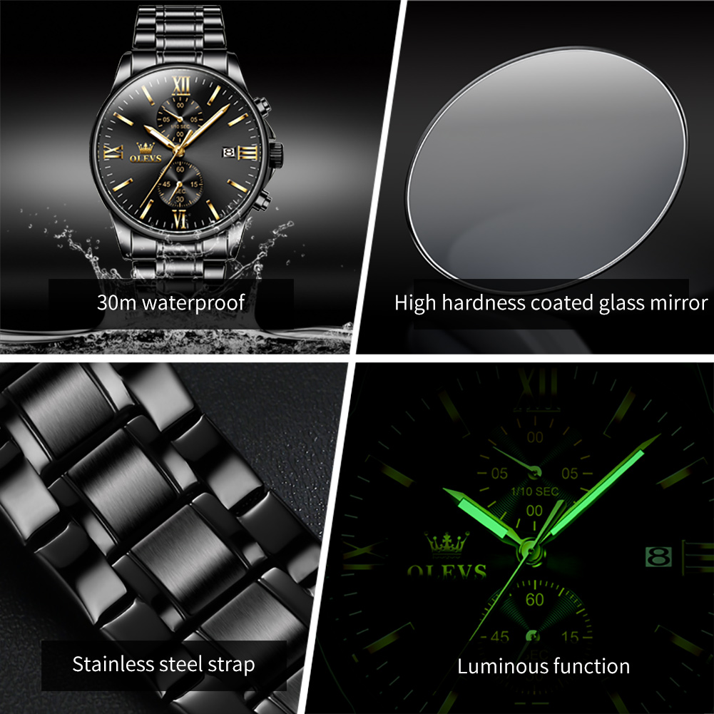 OLEVS 2886 Classic Black Quart - Luxury Watch Mockup review and price