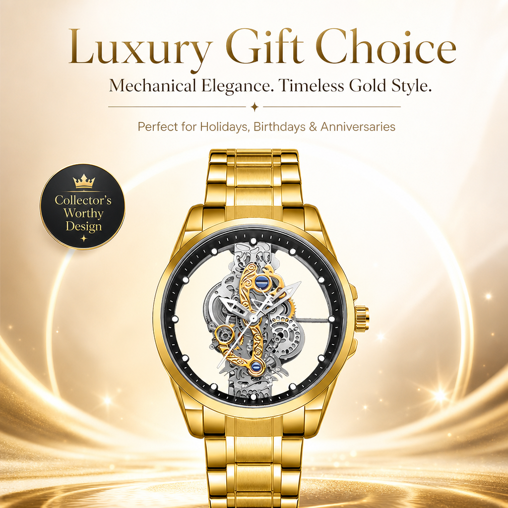 1pcs Men's gold dial alloy str - Open Heart Watch review and price