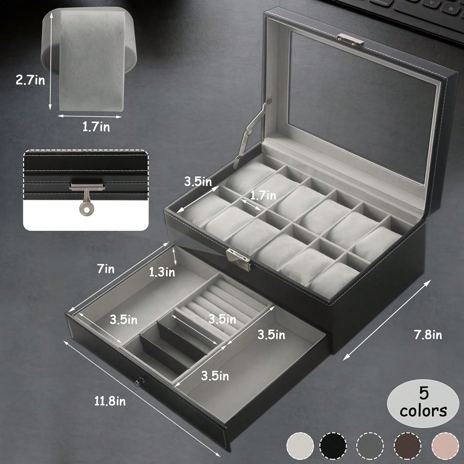 Luxury 12-Slot 2-Tier PU Leath - Luxury Watch Tier review and price