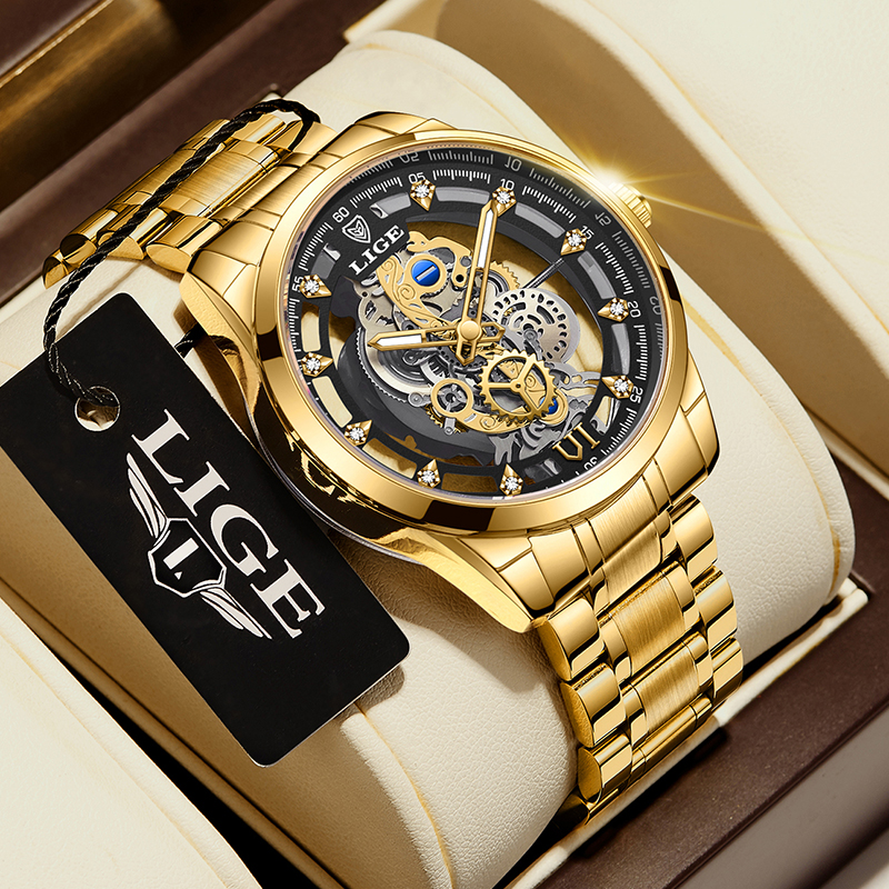2026 LIGE Men Watch Skeleton A - Luxury Watch Mockup review and price