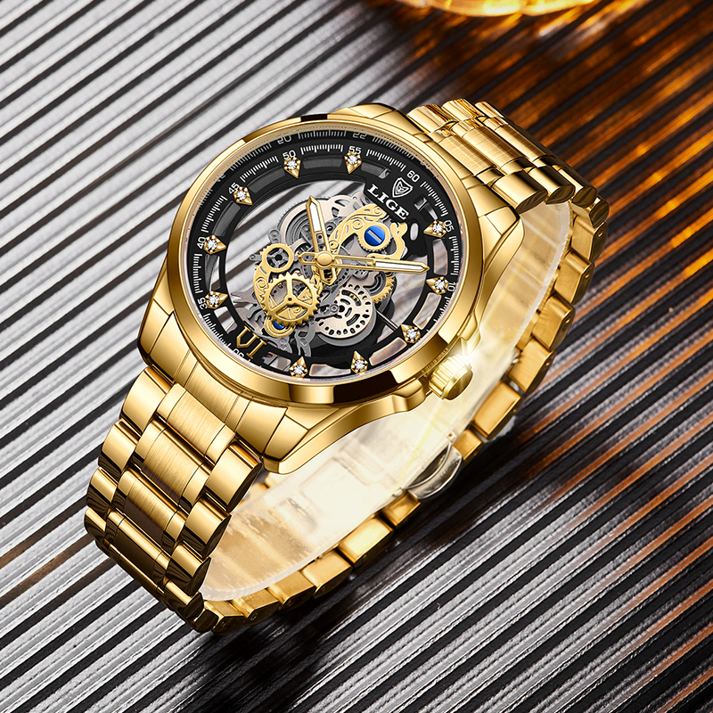 2026 LIGE Men Watch Skeleton A - Luxury Watch Mockup review and price