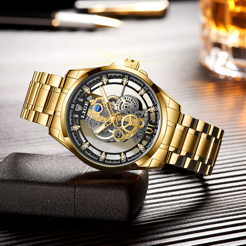 2026 LIGE Men Watch Skeleton A - Luxury Watch Mockup review and price