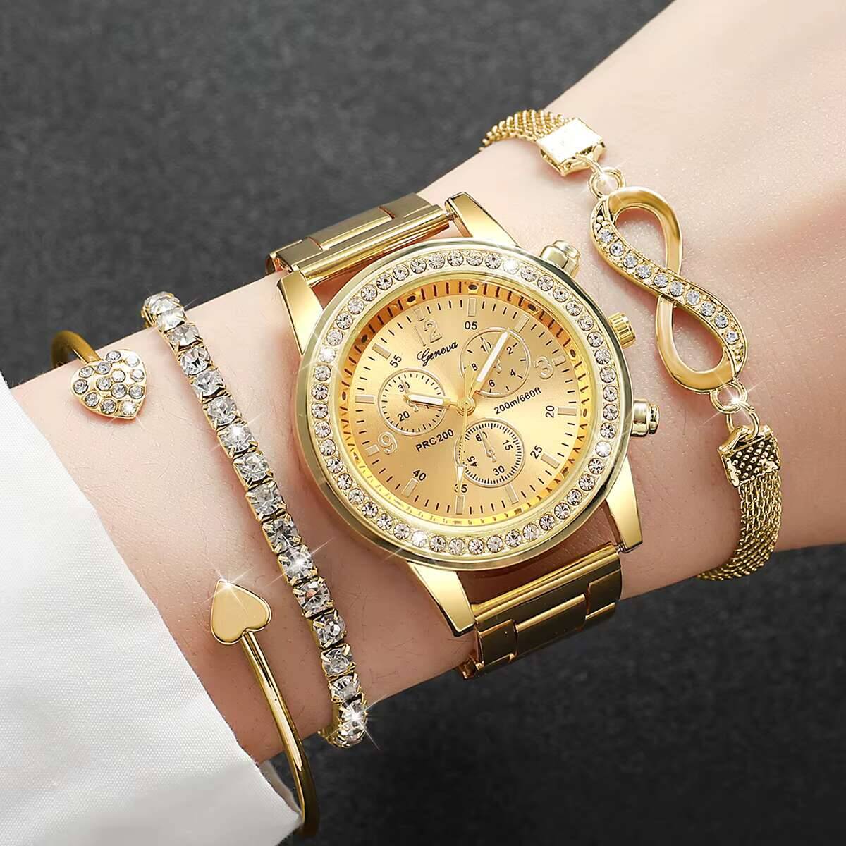 4PCS/Set Luxury Rhinestone Wom - Luxury Watch Kit review and price