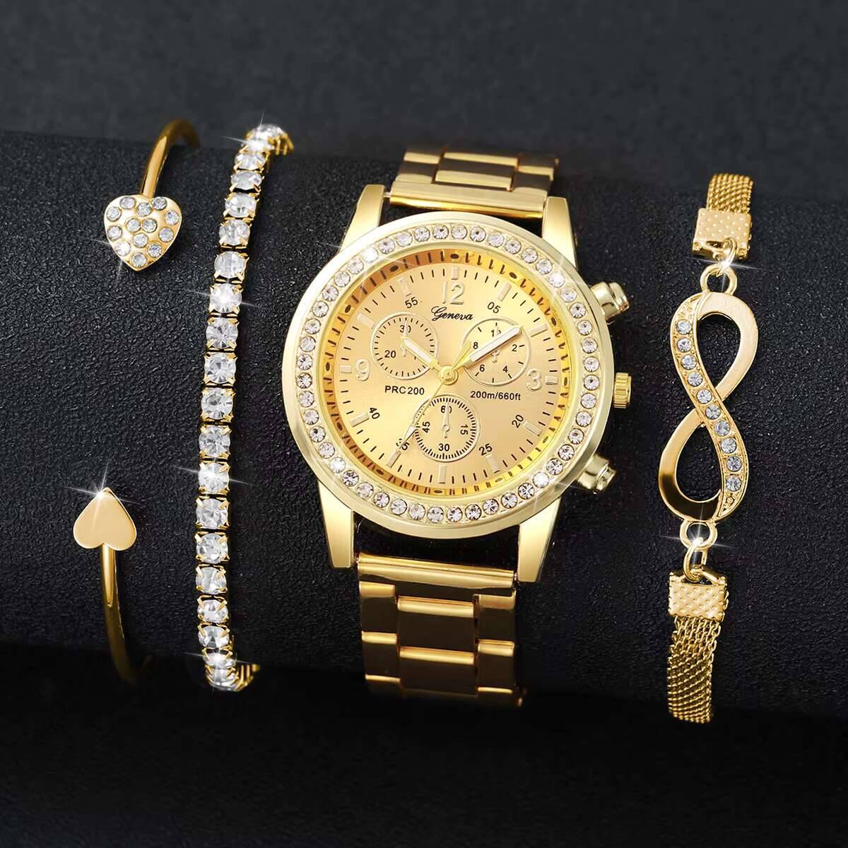 4PCS/Set Luxury Rhinestone Wom - Luxury Watch Kit review and price