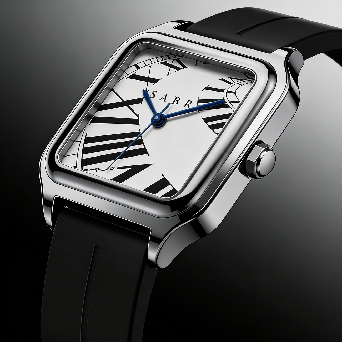 SABR Square Stainless Steel Al - Luxury Watch With Rubber Strap review and price