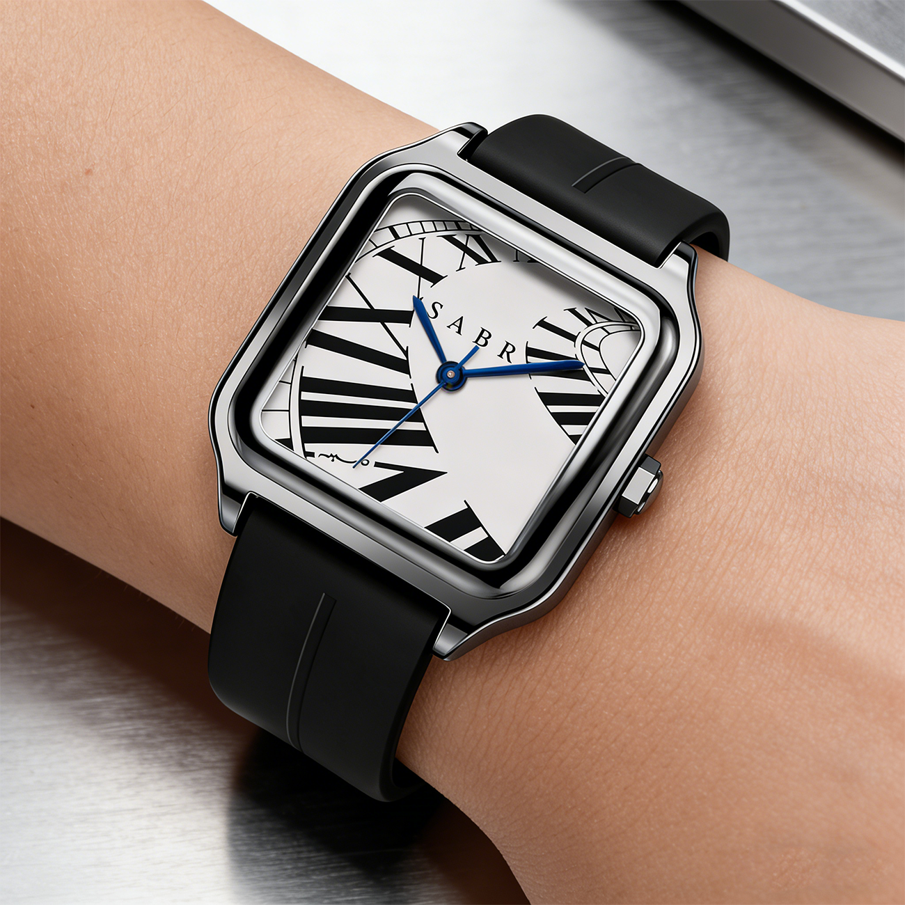 SABR Square Stainless Steel Al - Luxury Watch With Rubber Strap review and price