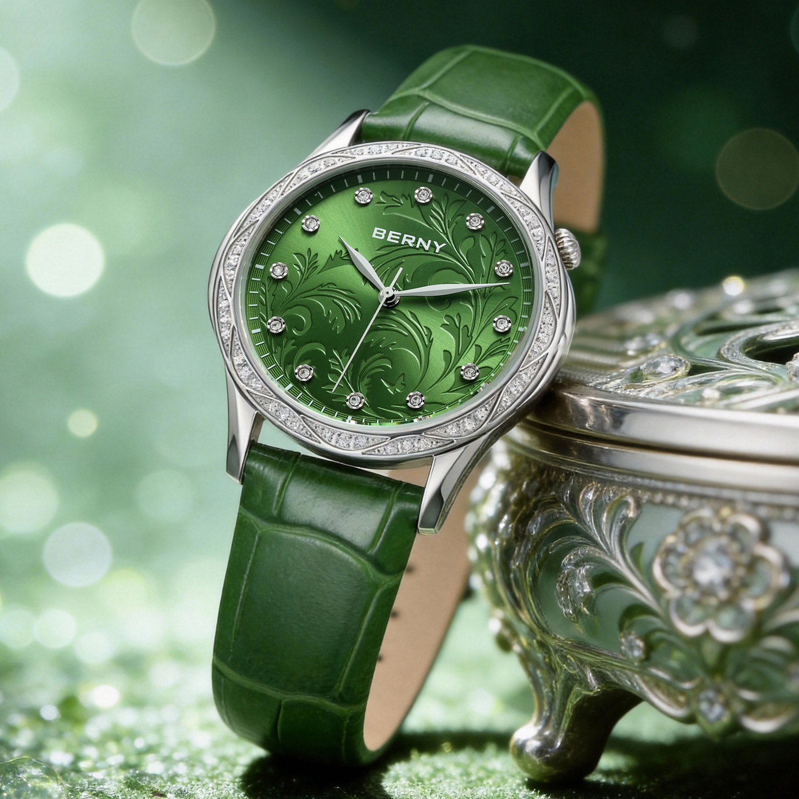 BERNY Women‘s Quartz Watch Gre - Luxury Watch With Green Dial review and price